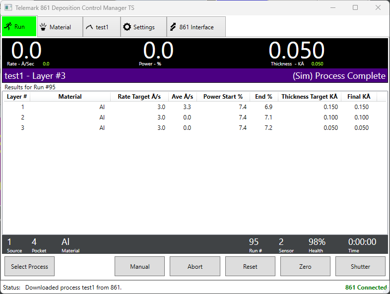 Works with the Telemark 861/862 Deposition Controller Windows Software for a Complete System Solution.