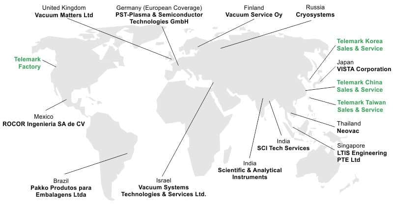Telemark World Wide Service Map