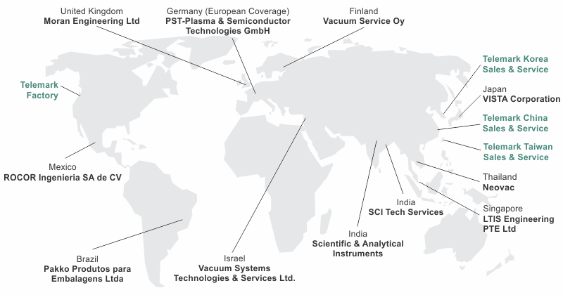 Telemark World Wide Service Map
